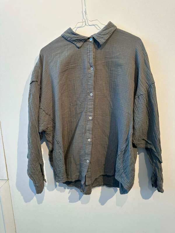 Skyrta grá bómullar Pull&Bear