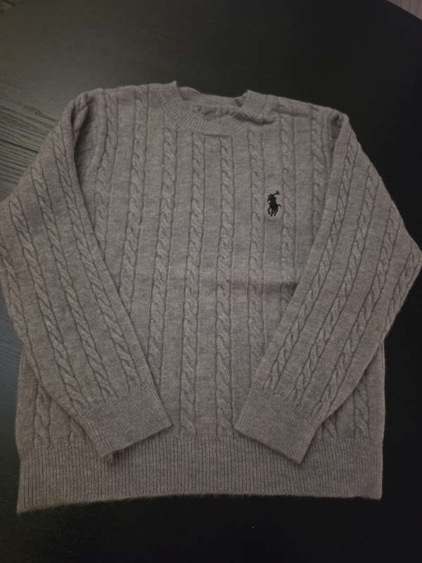 Polo cable‑knit sweater grá