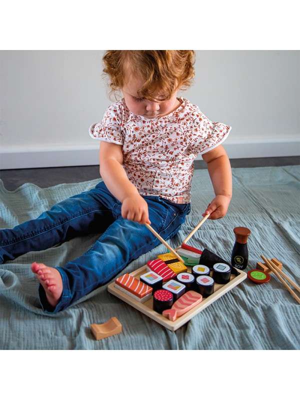 Viðarleikfang sushi sett