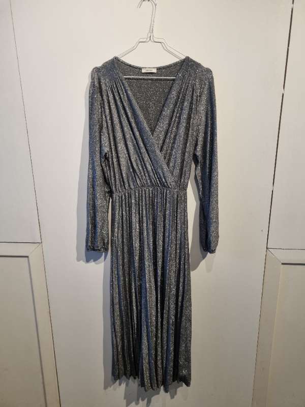 Síður silfur kjóll