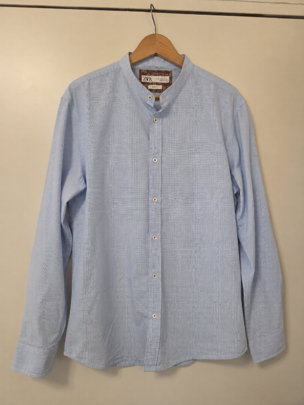 ZARA Men's Light Blue Casual Long-Sleeve Shirt