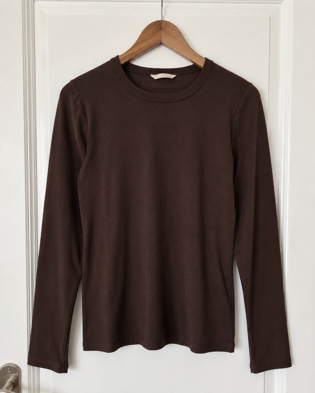 Zara Women’s Dark Brown Long-Sleeve Crew-Neck