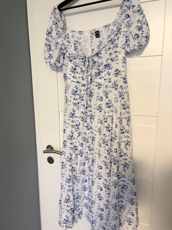 SHEIN white blue dress