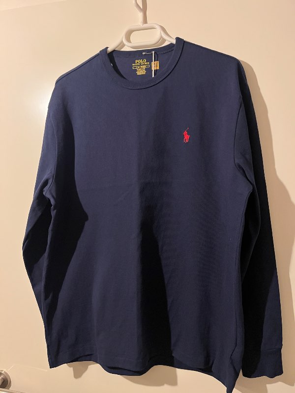 POLO blá síðerma KK