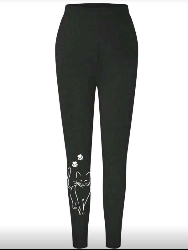 Svartar leggings með kisu mynd ❤️