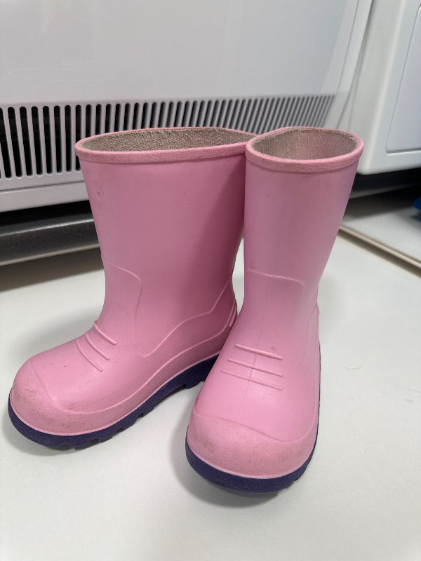 Pink rubber boots