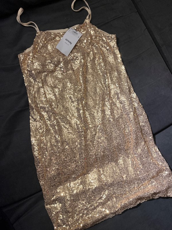 gylltur glimmer kjóll