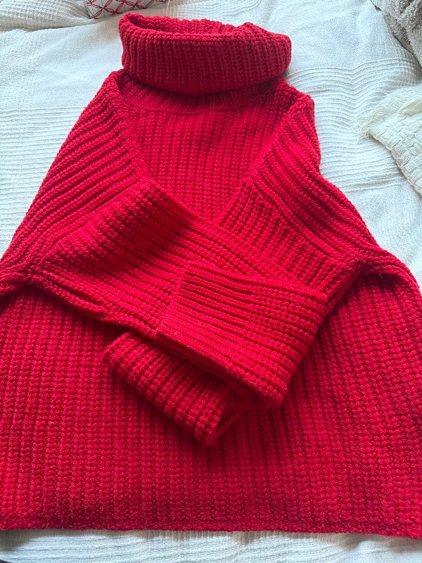 Red turtleneck sweater