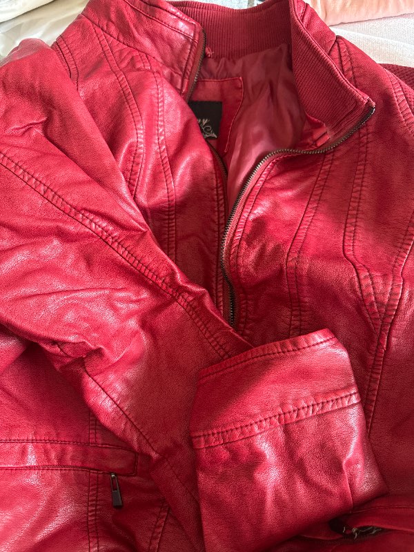 Vintage rauður leðurjakki