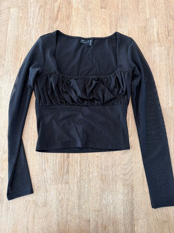 Síðerma bolur, mesh ermar- Asos- svartur
