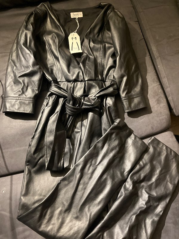 pleður samfestingur svartur