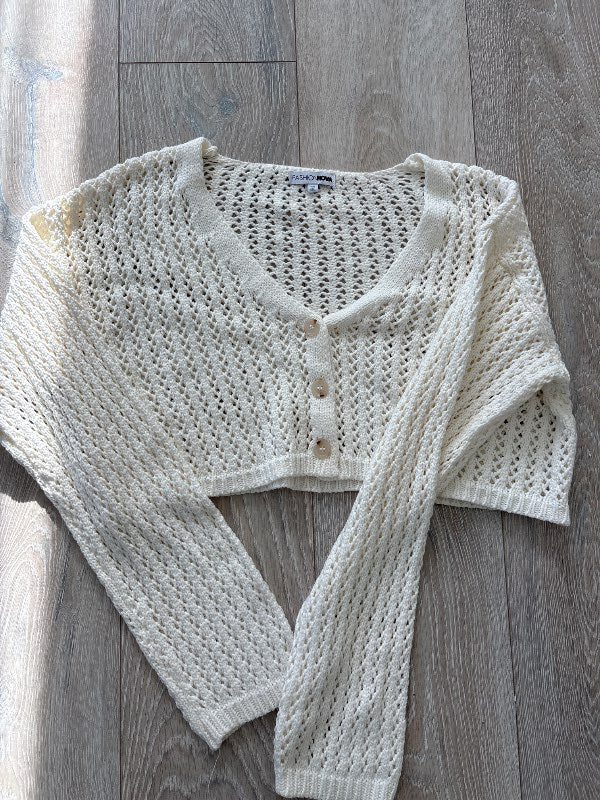 Stutt hvít peysa fashion nova