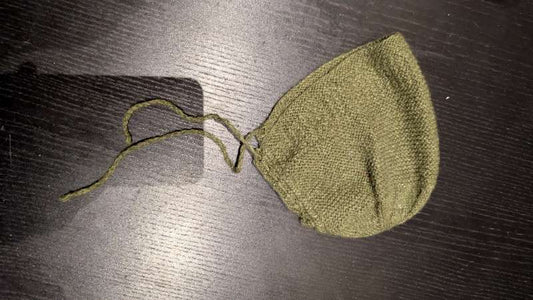 Græn heimaprjónuð huga