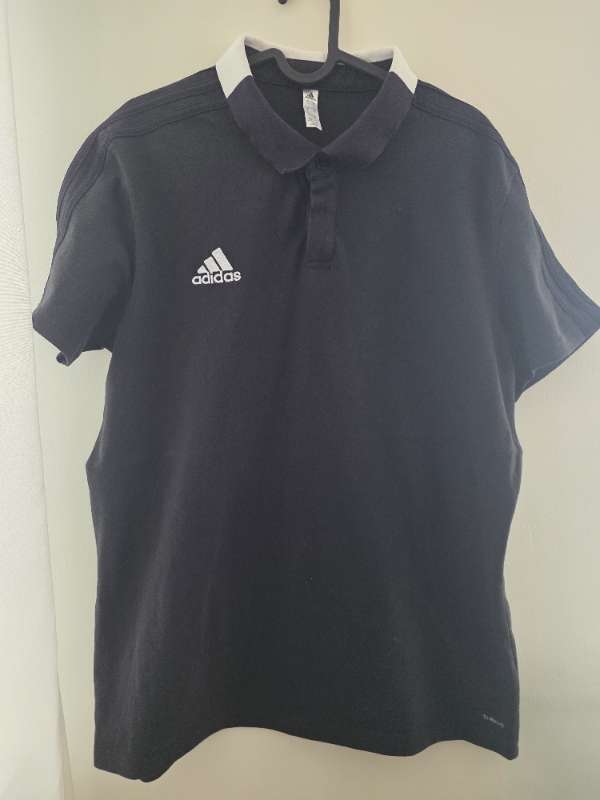 ADIDAS polo svartur m/hvítu herra