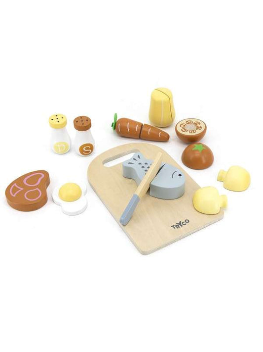 Viðar skurðarbretti með fylgihlutum