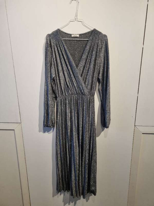 Síður silfur kjóll