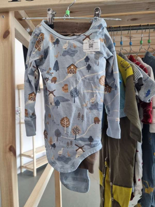 Lindex Sett brúnar buxur & blá samfella