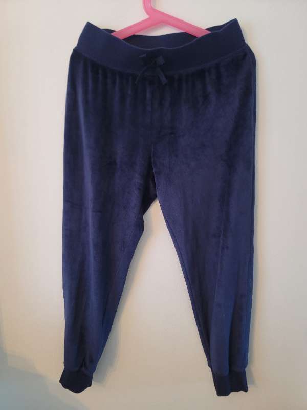 Velour sweatpants dark blue