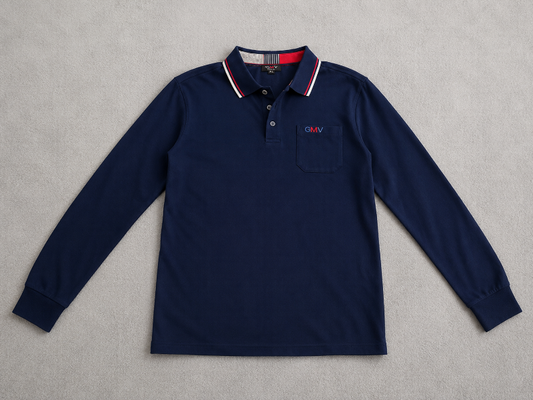 en's Navy Blue Long Sleeve Polo XL