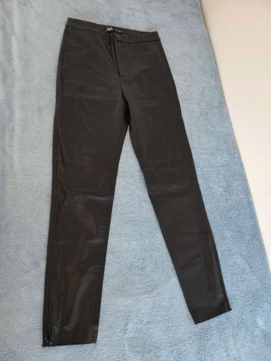Zara S Women’s Black Faux Leather Skinny Trousers