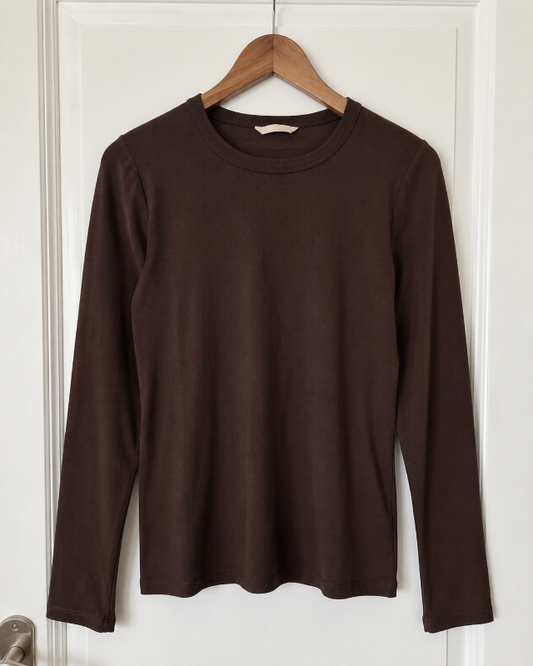 Zara Women’s Dark Brown Long-Sleeve Crew-Neck