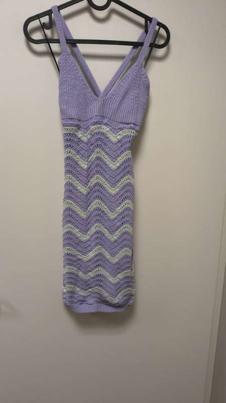 purple striped dress