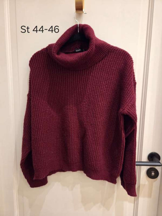 Rauð prjónuð kragapeysa