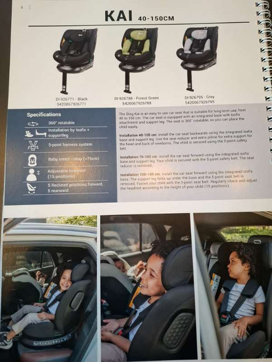 Bílstóll 360 Svartur  Nýr í kassanum með Isofix
