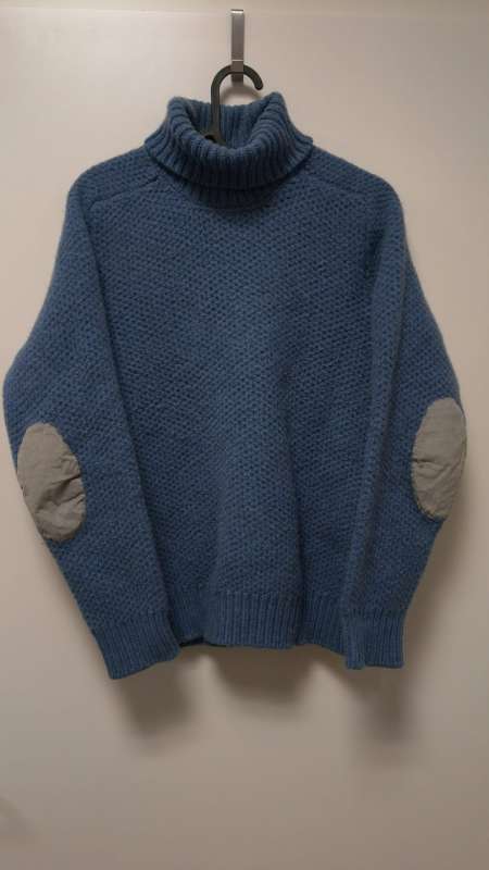 blue wool turtleneck