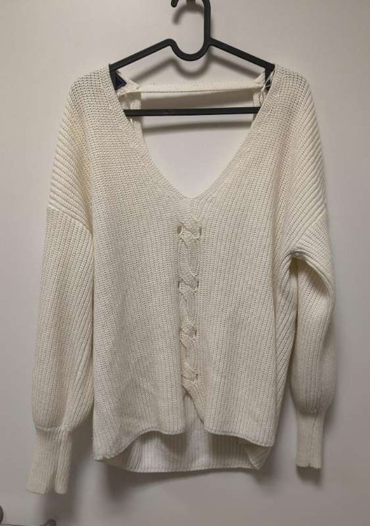 open back white sweater