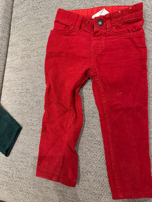 Hm flauelsbuxur rauðar