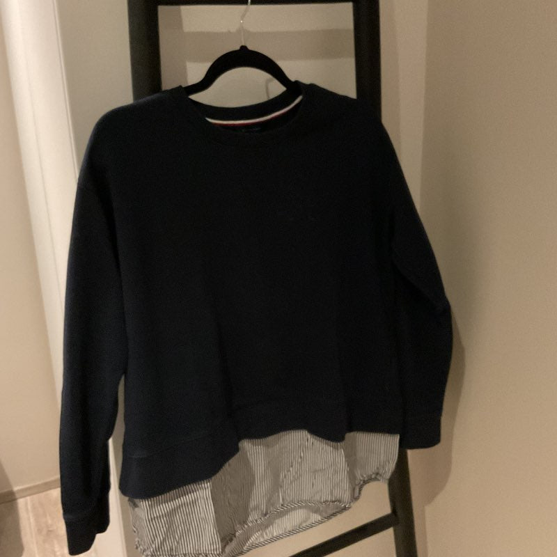 Tommy blá peysa með skyrtu