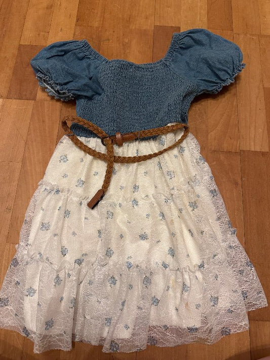 Denim lace dress