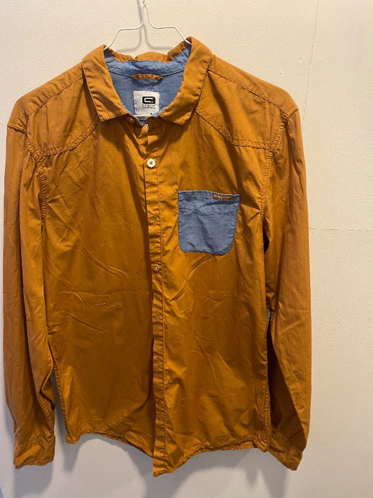 GulBrún skyrta m/bláum vasa