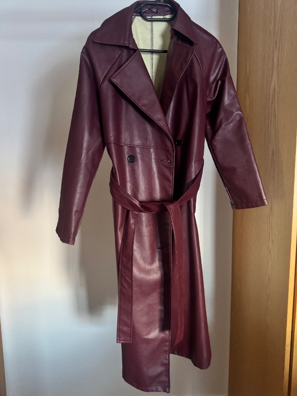 Burgundy leather coat