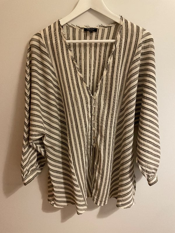 Blússa brún röndótt