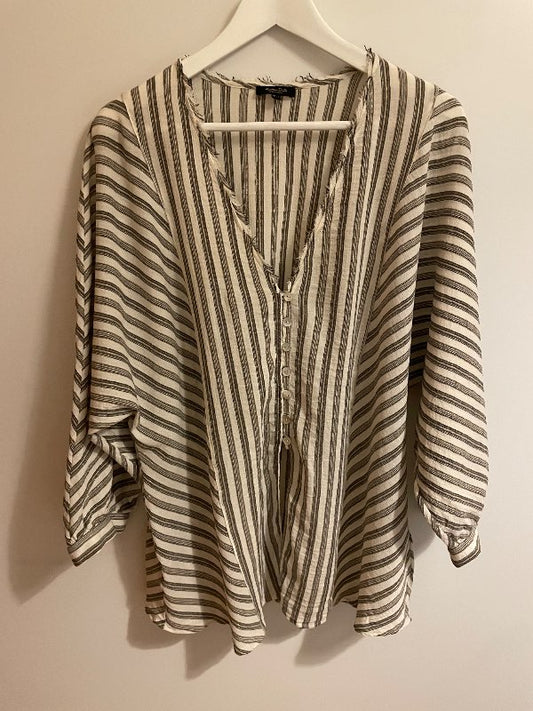 Blússa brún röndótt