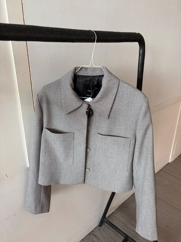 Grár crop blazer