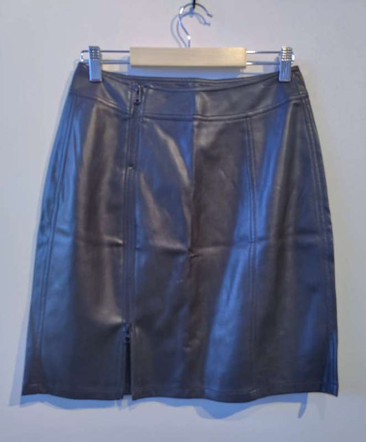 Faux leður pilsi m/rennilás