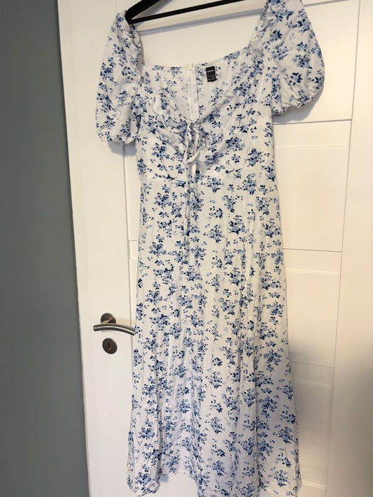 SHEIN white blue dress