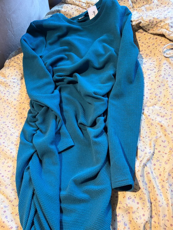 S blár síður kjóll