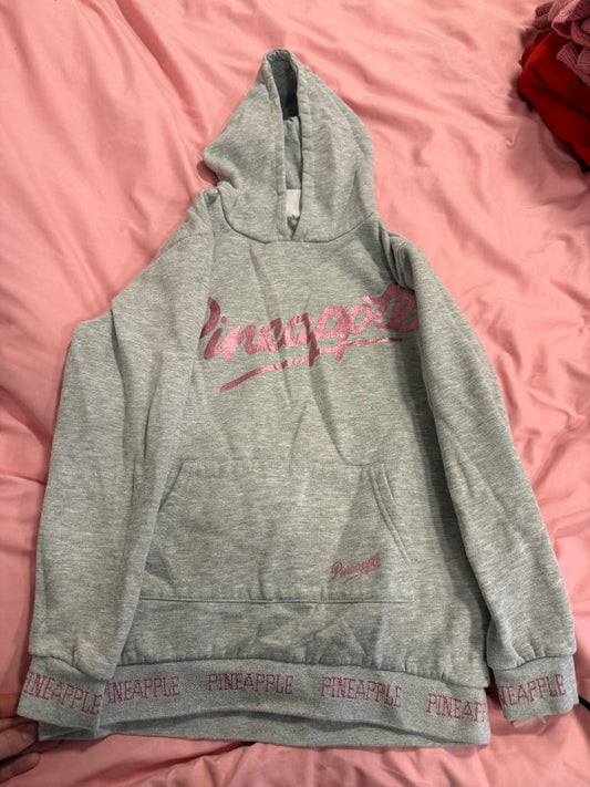 Grá síð hettupeysa