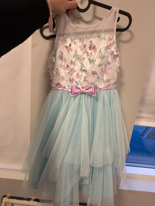 Fiðrilda kjóll blár