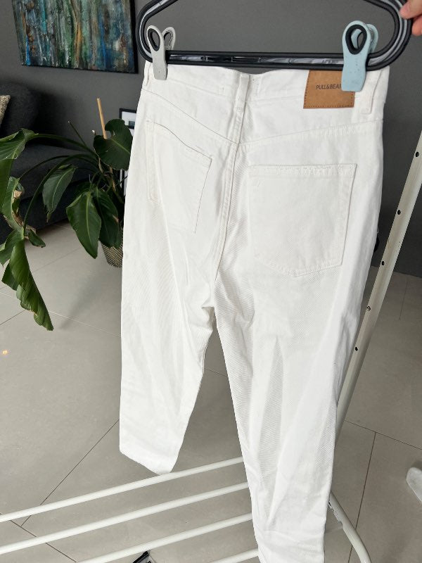 Pull&Bear Hvítar Mom Jeans