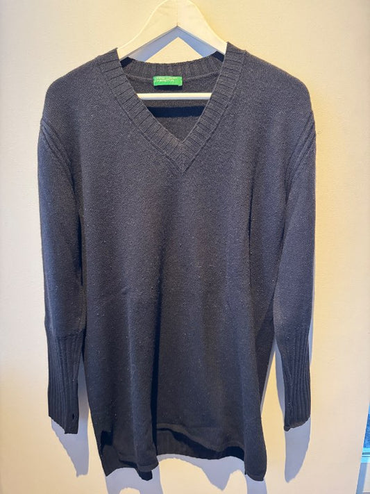 Síð svört ullarpeysa Benetton