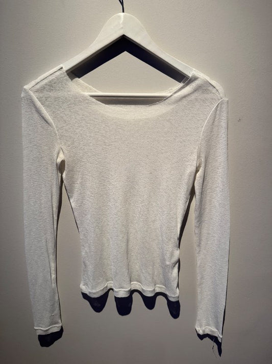 Hvítur síðerma mesh toppur