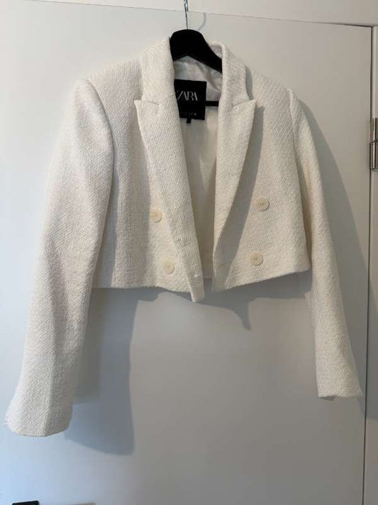Hvítur crop blazer