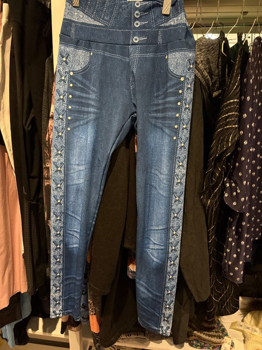 Leggings galla/fake m/perlun