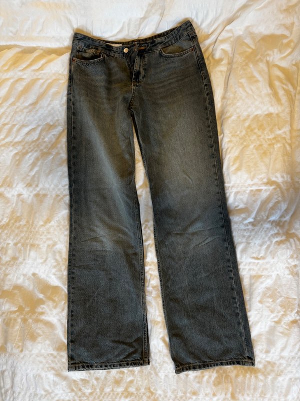 Bláar Gallabuxur Straight Leg