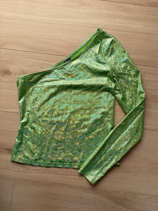 One shoulder grænn glimmer